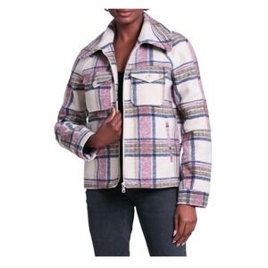 Avec Les Filles Pink Plaid Zip‎ Front Shacket Jacket Womens Small 82428